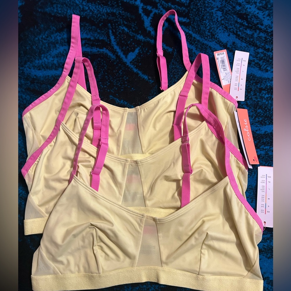 Bralettes Yellow Pink Trim Colsie NWT Lot Of 3
Retail $39 size L